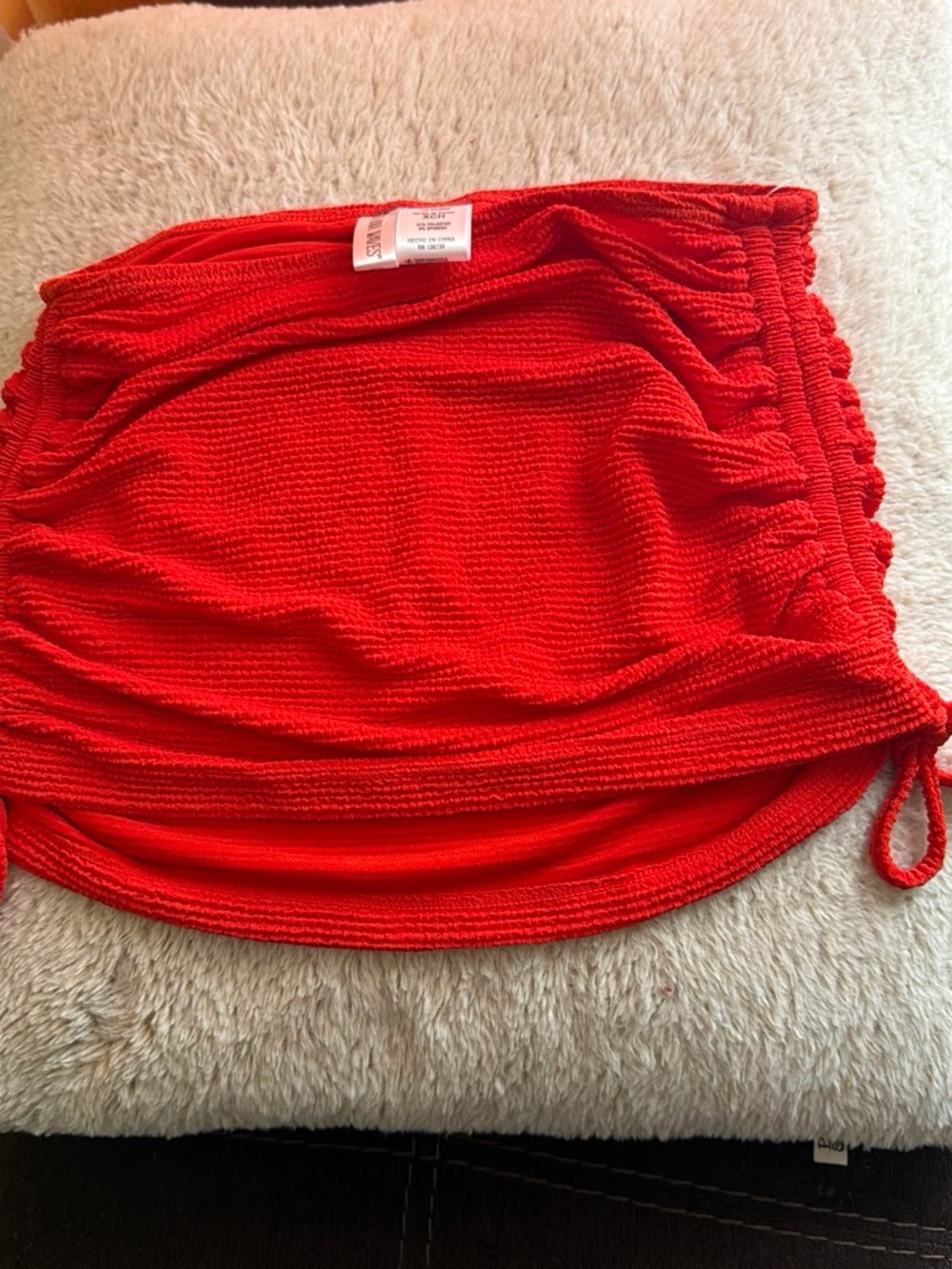 California Waves Red Ruched Mini Skirt